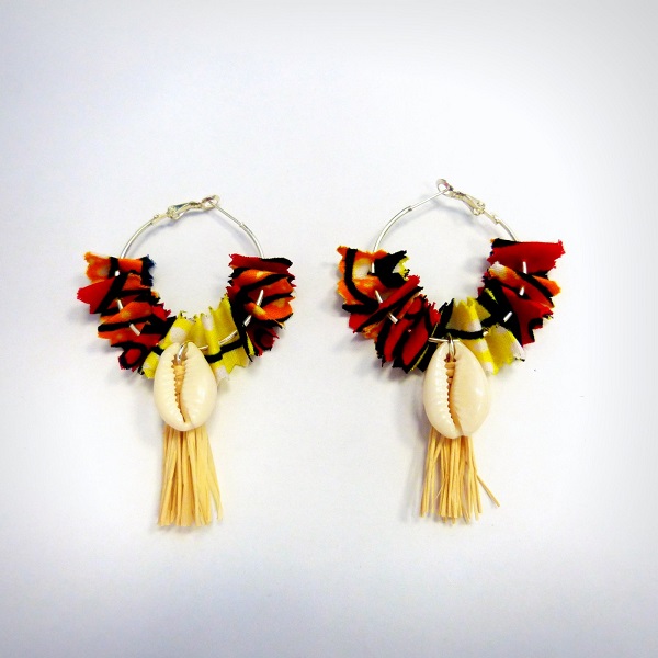 Pendientes tela cera y rafia