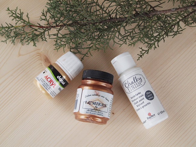 tutorial-corona Navidad-oro cobre--eucalipto-material pintura