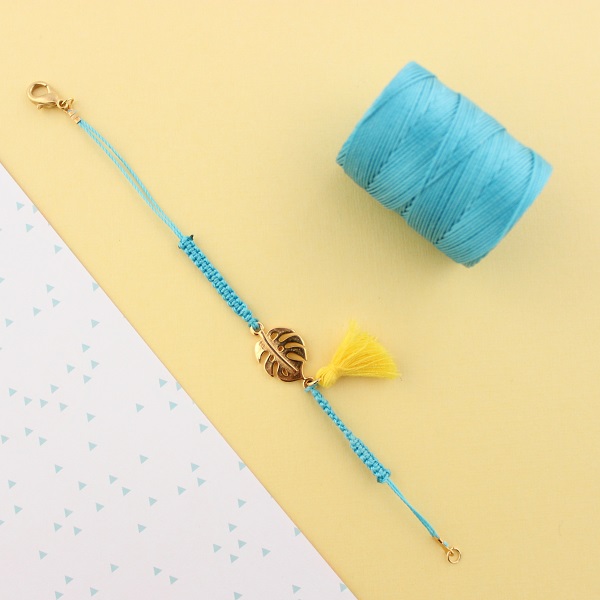 Pulsera de filodendro con nudos de macramé