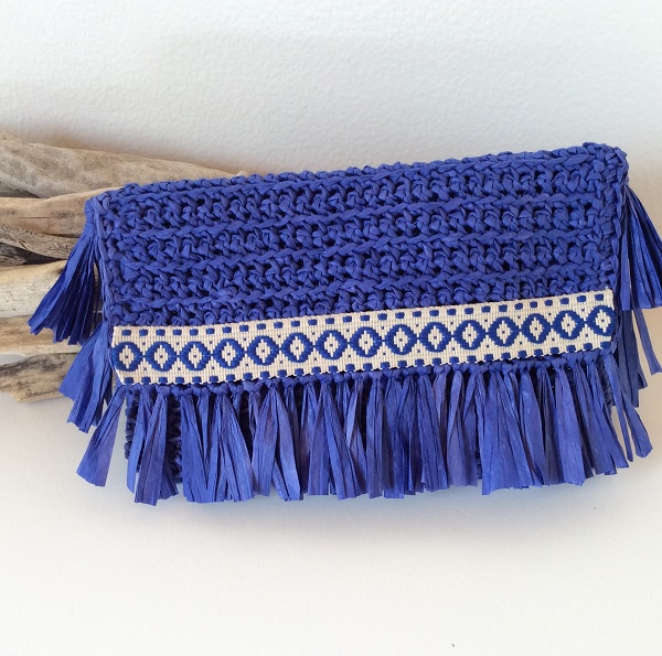 azul bolsa de papel bohemio y creativo de encaje eléctrica