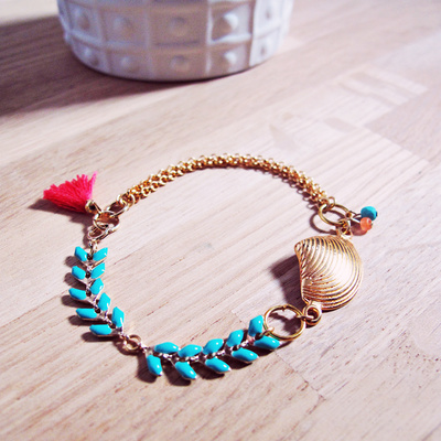 cadena de la pulsera Seashell y las orejas borla cadena de la pulsera Seashell y las orejas borla