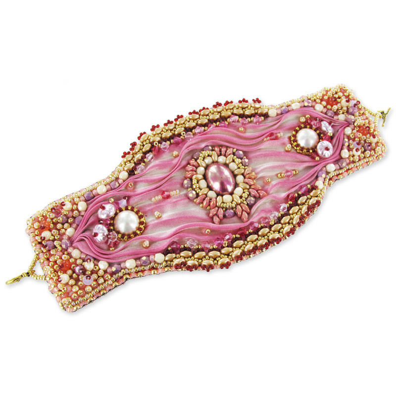 Pulsera Shibori bordado con cuentas Miyuki y Superduo