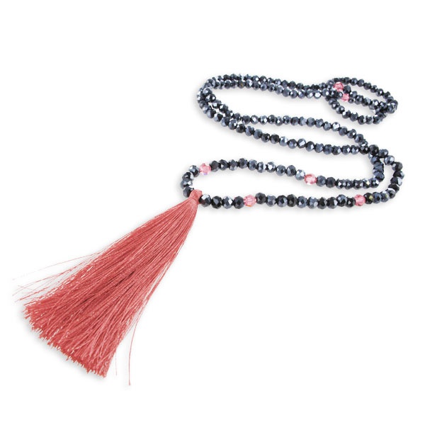 Collar muy largo pompón Coral Collar muy largo pompón Coral