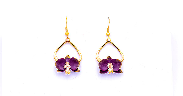 Pendientes colgantes DIY orquídeas en arcilla polimérica Pendientes colgantes DIY orquídeas en arcilla polimérica