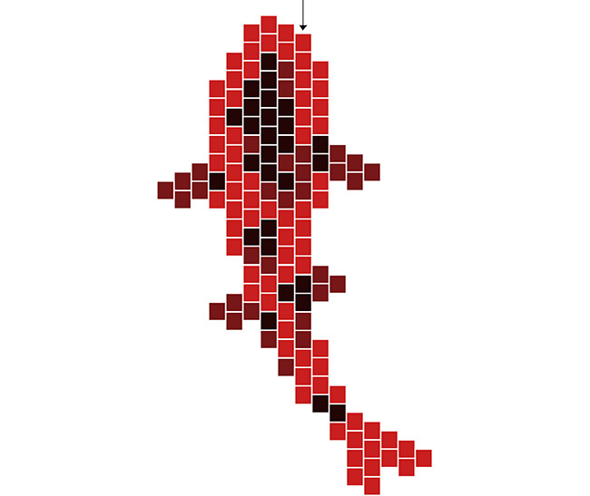 carpa koi cuadrícula rojo y negro