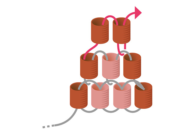 Mini Miyuki tejiendo pendientes de pompón paso 5