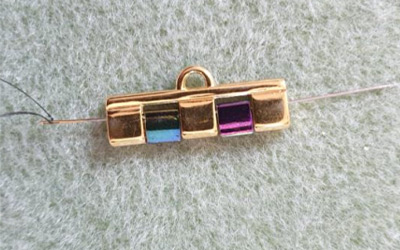 Brazalete de múltiples hileras en abalorios de Tila, abalorios redondos de vidrio checo y abalorios 15 : Paso 1