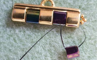 Brazalete de múltiples hileras en abalorios de Tila, abalorios redondos de vidrio checo y abalorios 15 : Paso 3