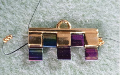 Brazalete de múltiples hileras en abalorios de Tila, abalorios redondos de vidrio checo y abalorios 15 : Paso 7