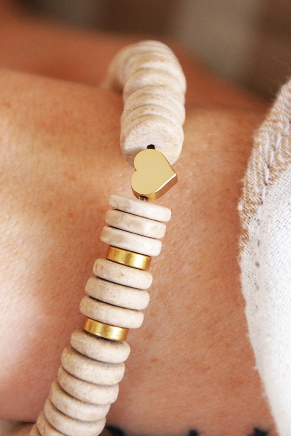 Diy heishi palabra pulsera letra cuentas y cuentas rondelle