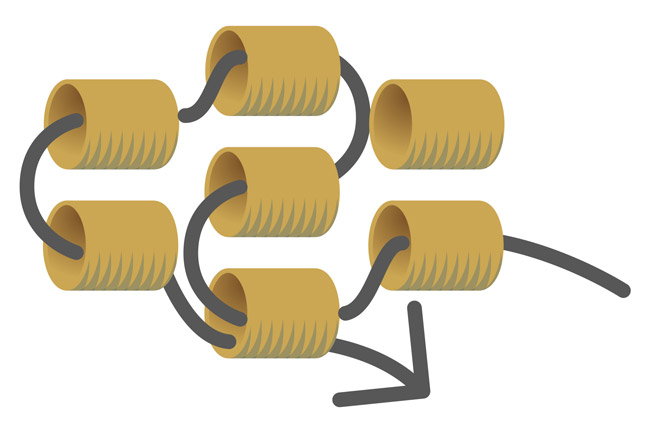 atascar el hilo en las cuentas