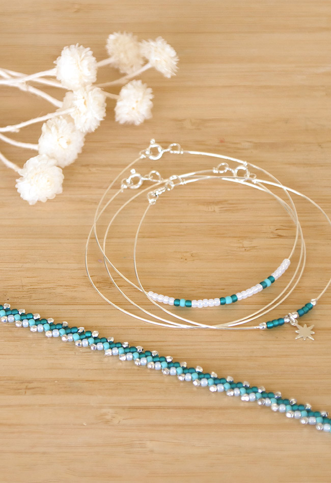 Pulsera de tejido de una sola hebra de San Petersburgo con varillas de plata 925