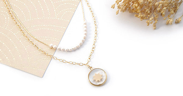 Esquema Collar Tuto Gold con colgante de estrella de inclusión en resina LED UV