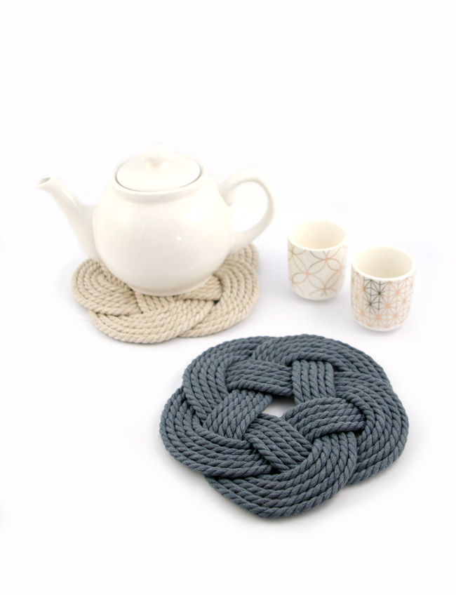 diy macrame trivet piton nudo