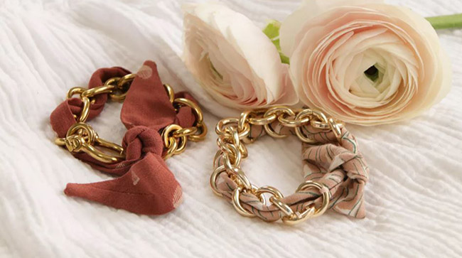 tutoriel bracelet tissu et grosse chaine