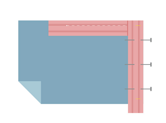 Para fijar las esquinas, doble el sesgo