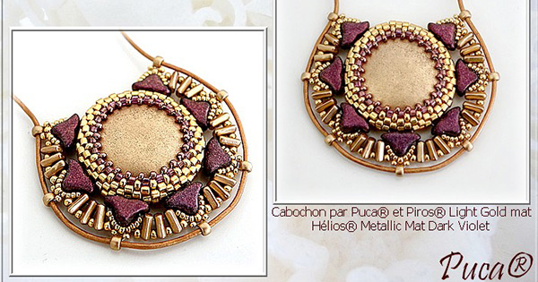 Colgante FINAL Gaia cabujón, cuentas de vidrio Piros y Helios de Puca