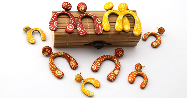 Pendientes con efecto batik de pasta polimérica Pendientes con efecto batik de pasta polimérica
