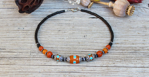 Collar de perlas de cloisonné de arcilla polimérica de imitación de imitación ámbar