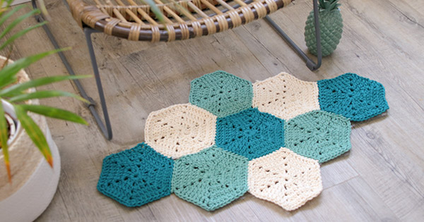 Alfombra DIY Diamond Hook con Granny Hexagon Natura XL