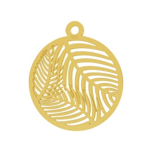Dije hoja de palmera 18.5 mm de Plata 925 Dorado con oro fino x1