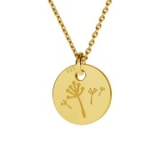 Dije pequeña medalla diente de león 7 mm de Plata 925 dorado con oro fino x1