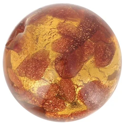 Redonda Murano 10 mm Ambar hoja de oro x1