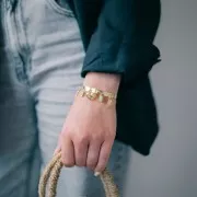 Pulsera jonc de láton con 5 anillas a personalizar 6,2x160 mm plateado