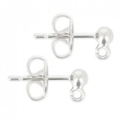 Pendientes con trasera bola con anilla 3 mm chapado en plata finax2|raw }}