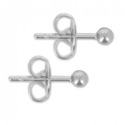 Pendientes con trasera bola 3 mm rodiado x2|raw }}
