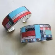 Cinta sintética fantasía efecto reptil 5 mm Azul metalizado x1,2m