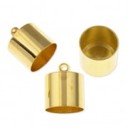 Terminales cilíndricos 15x12 mm para cordón 11 mm dorado x4