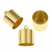 Terminales cilíndricos 15x12 mm para cordón 11 mm dorado x4
