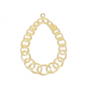 Colgantes ligeros filigranados gotas 34x25.5 mm dorado x2