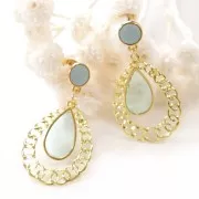 Colgantes ligeros filigranados gotas 34x25.5 mm dorado x2