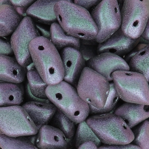 Cuentas de vidrio Gemduo 2 agujeros 8x5 mm Metallic Mat Chameleon Grey x10g