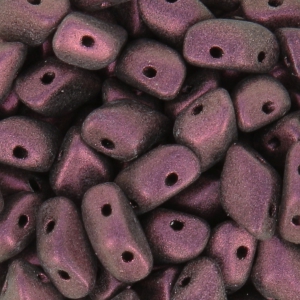 Cuentas de vidrio Gemduo 2 agujeros 8x5 mm Dark Amethyst Metallic Mat x10g