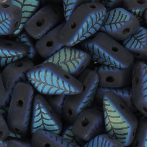 Cuentas de vidrio checas Kite Beads 9x5 mm Jet Mat Laser Leaf x10g