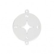 Entrepieza redondo 2 anillas Rosa de los Vientos 21x17 mm de Plata 925 x1