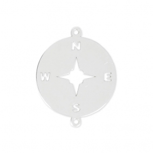 Entrepieza redondo 2 anillas Rosa de los Vientos 21x17 mm de Plata 925 x1