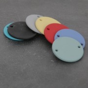 Entrepieza redondo 2 agujeros recubierto de caucho efecto goma 18 mm Azul x1