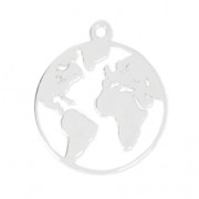 Dije Mapa Mundo 22 mm de Plata 925 para hacer tus propias piezas de Joyería y bisutería x1|raw }}