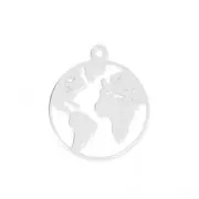 Dije Mapa Mundo15 mm de Plata 925 para hacer tus propias piezas de Joyería y bisutería x1