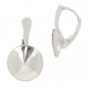 Ganchos pendientes cabuchón para Rivoli 1122 12 mm de Plata 925 x2