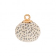 Pompón redondo de plástico de 17 mm con clip - Crema/Gris x1