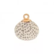 Pompón redondo de plástico de 17 mm con clip - Crema/Gris x1