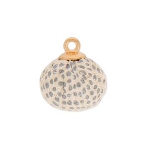 Pompón redondo de plástico de 17 mm con clip - Crema/Gris x1