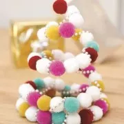 Pompón redondo de plástico de 17 mm con clip - Crema/Gris x1