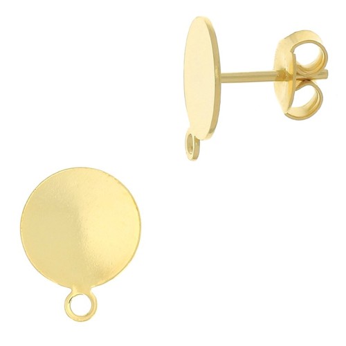 Pendientes con trasera disco 12 mm Dorado con oro fino x2