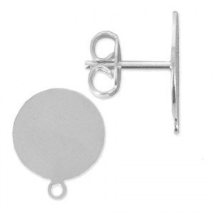 Pendientes con trasera disco 12 mm para hacer tus propias piezas de Joyería y bisutería rodiado x2